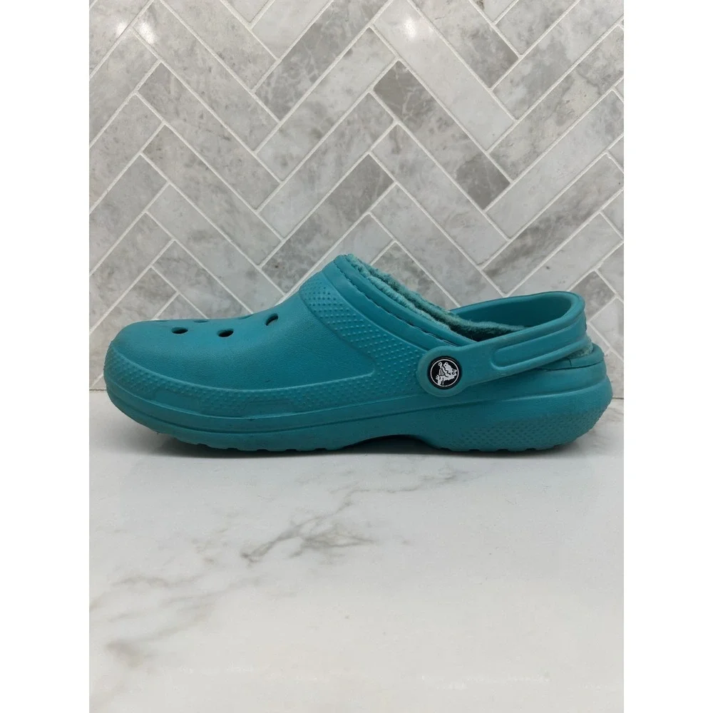 Crocs Dual Clogs Mens Size 8 Turquoise Faux Fur Lined Classic Slip On‎ Winter